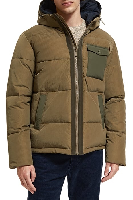 HOODED PUFFA JACKET KHAKI 6