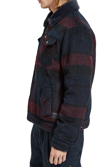 JACQUARD TRUCKER JACKET WITH TEDDY COLLAR BORDEAUX NIGHT CHE 7