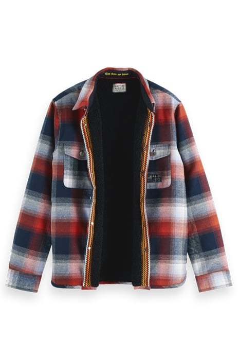 TEDDY LINED CHECKED OVERSHIRT BLUE RED CHECK 6