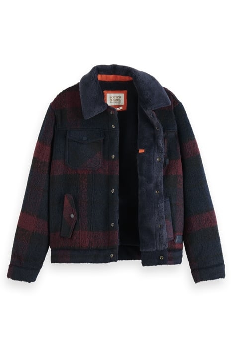 JACQUARD TRUCKER JACKET WITH TEDDY COLLAR BORDEAUX NIGHT CHE 5