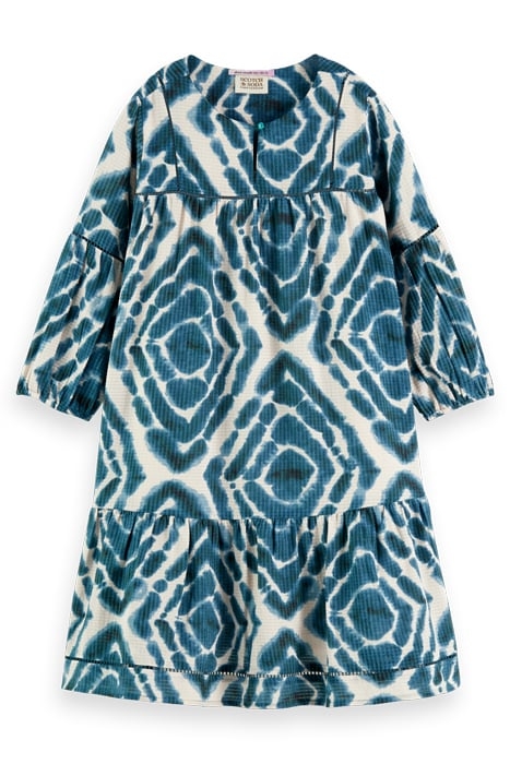 ALL-OVER PRINTED LADDER TAPE MIDI DRESS DISCO TIE DYE BOTTLE 4