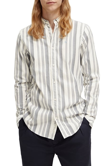 ESSENTIAL OXFORD STRIPE SHIRT ECRU NIGHT STRIPE 1