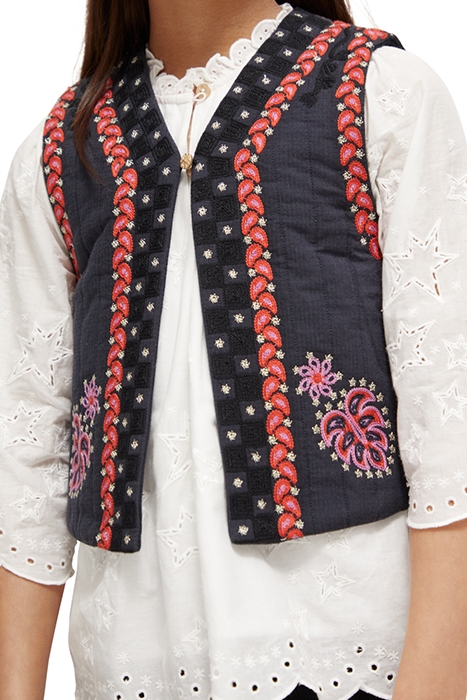 SHORTER-LENGTH EMBROIDERED GILET MIDNIGHT 6