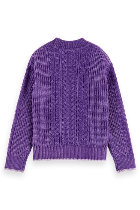 CHENILLE CABLE KNIT PULLOVER PARTY PURPLE 5