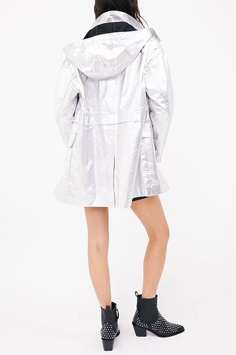 SILVER COATED COTTON PARKA WITH DETACHABLE HOOD 4
