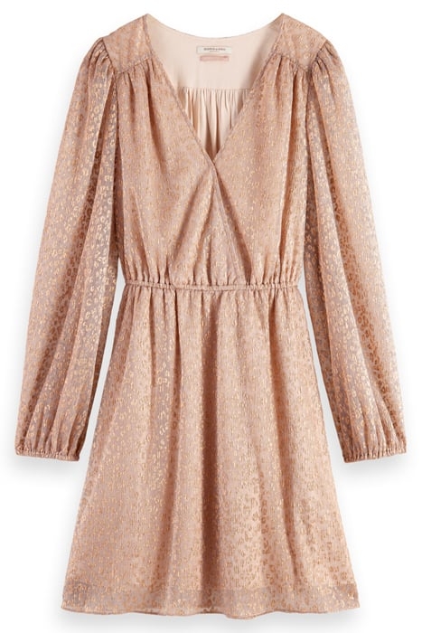 BALLOON SLEEVE MINI DRESS METALLIC ROSE 4