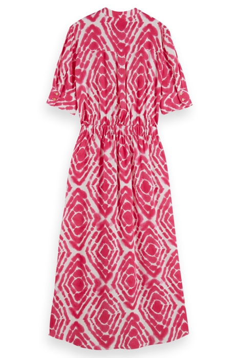 MIDI DRESS WITH HIGH LOW HEM DISCO TIE DYE POP PINK 5