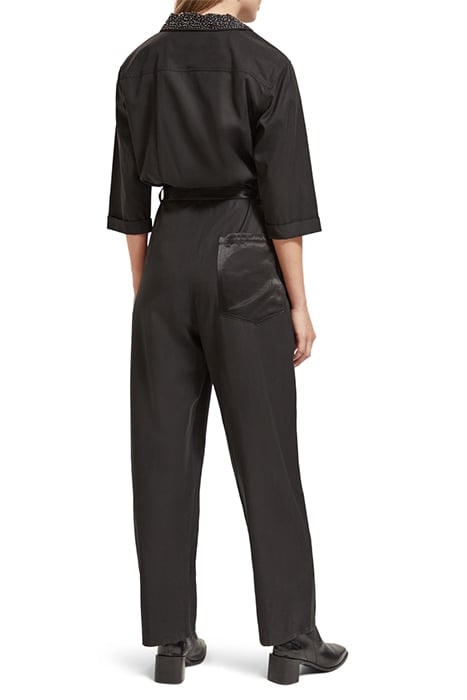 BEADED COLLAR JUMPSUIT EVENING BLACK 3