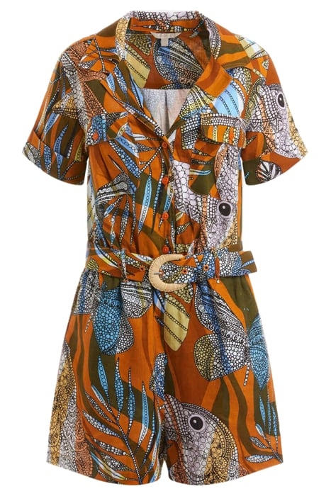 CINDY LINEN ROMPER BATIK TOUCAN CLAY 4