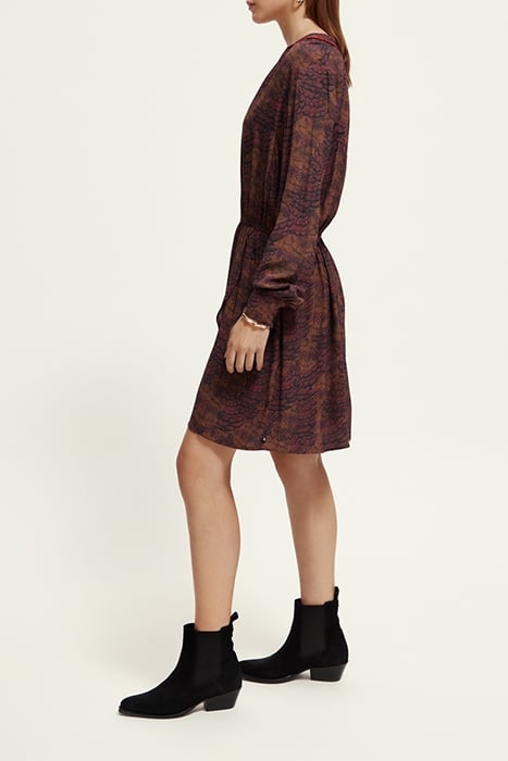 ELASTICATED WAIST MINI DRESS FEATHER BORDEAUX 6