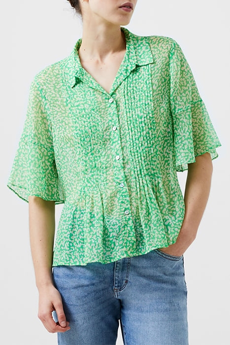CADIE PINTUCK TOP POISE GREEN 1