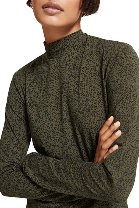 ALL OVER PRINTED MOCKNECK LONG SLEEVED SHIRT LEOPARD SPOT GR 6