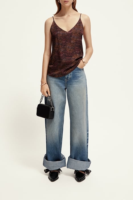 CAMISOLE WOVEN FRONT JERSEY BACK FEATHER BORDEAUX 6