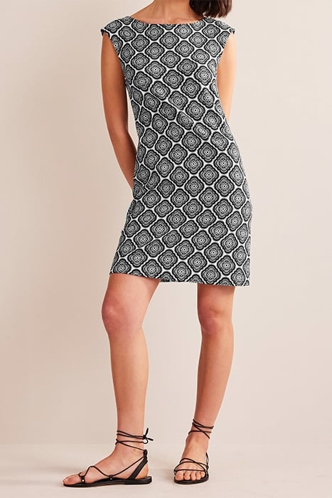 SLEEVELESS JERSEY SHIFT DRESS BLACK, BOTANIC BLUSH 3