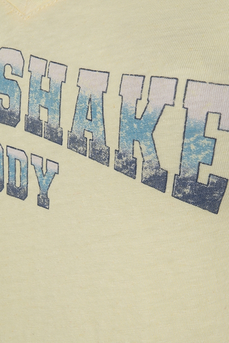 WOMEN'S YELLOW DEEP DYE SLOGAN IMAGE T-SHIRT 7