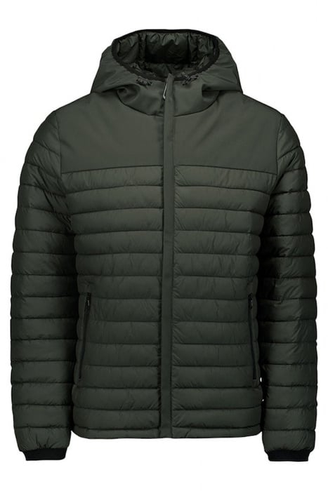 JACKET HOODED SHORT FIT PADDED MIX DARK GREEN 4