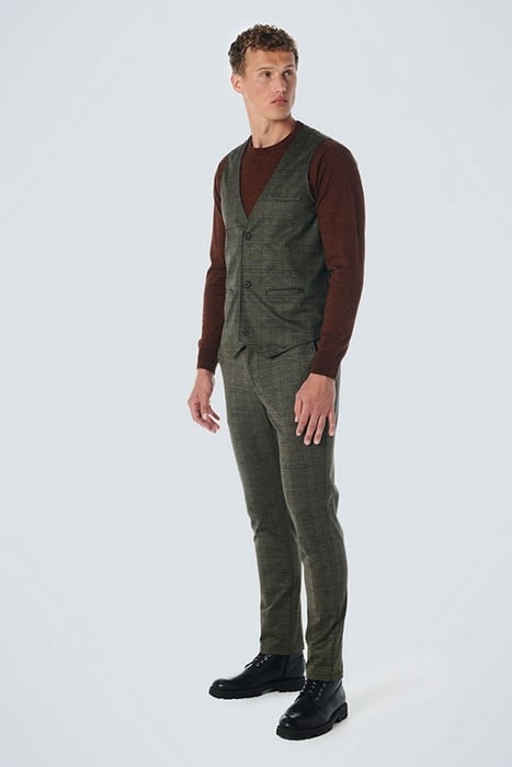 GILET JERSEY STRETCH CHECK TAUPE 3