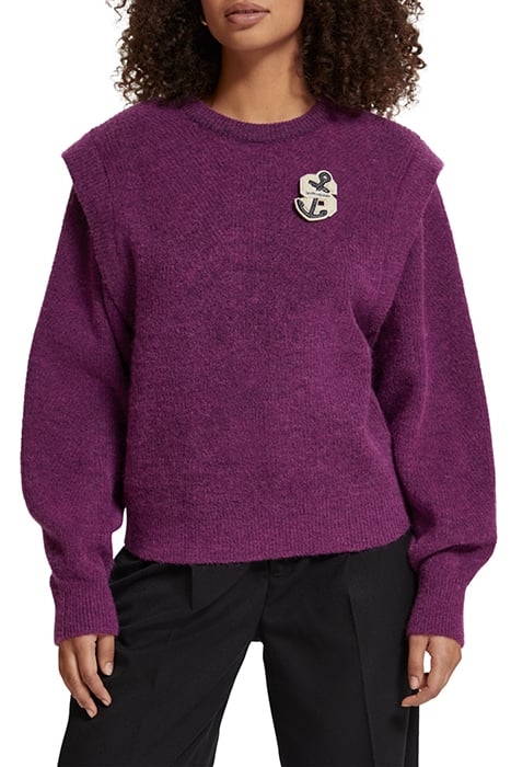 SHOULDER DETAIL CREW NECK PULLOVER BOYSENBERRY 1