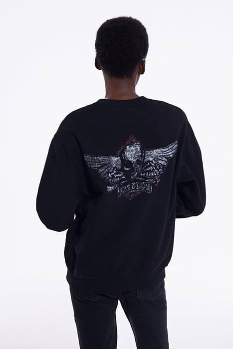 ROCK IS DEAD ROUND NECK SWEATSHIRT BLACK WASHED 2