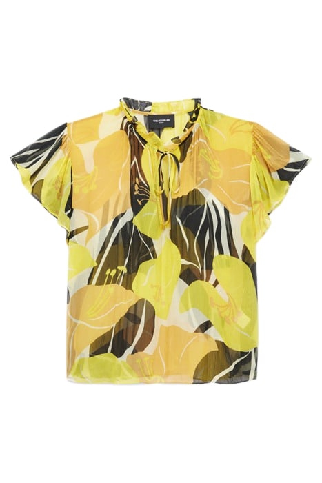 SHORT SLEEVED LACE COLLAR TOP YELLOW 3