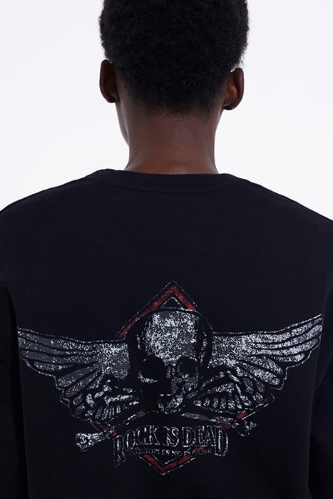 ROCK IS DEAD ROUND NECK SWEATSHIRT BLACK WASHED 7