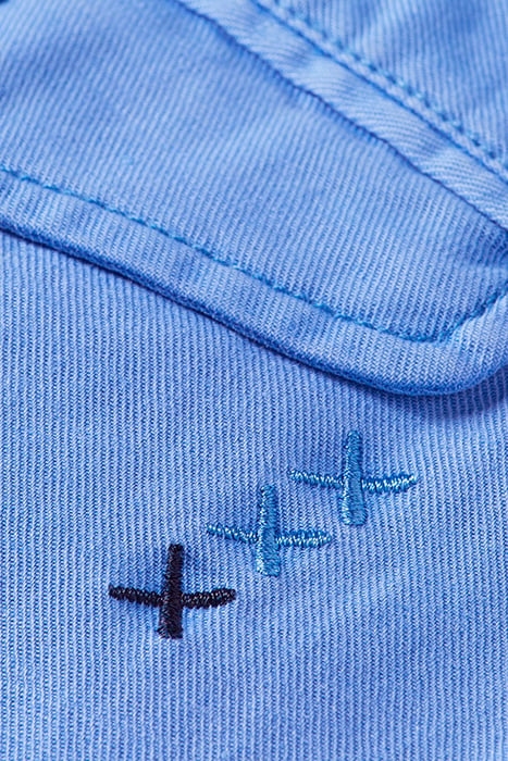 TWILT- GARMENT-DYED PLEATED COTTON/LINEN CHINO TILE BLUE 7