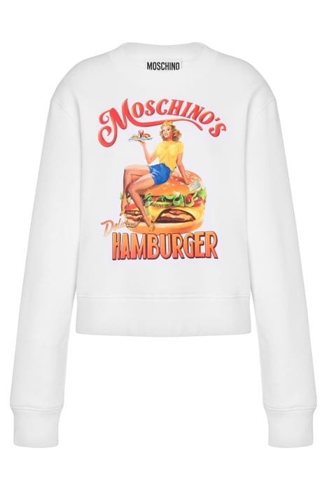 MOSCHINO'S HAMBURGER ORGANIC COTTON SWEATSHIRT WHITE 3