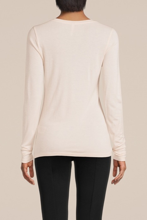 V NECK TOP VISCOSE WOOL JERSEY IVORY 2