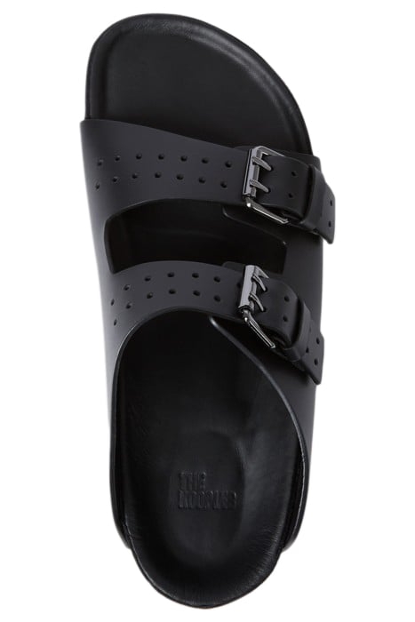 LEATHER SANDAL WITH METAL BUCKLES BLACK 3