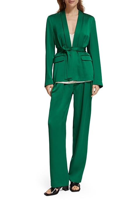 BELTED SATIN SINGLE BREASTED BLAZER PINE TREE 3