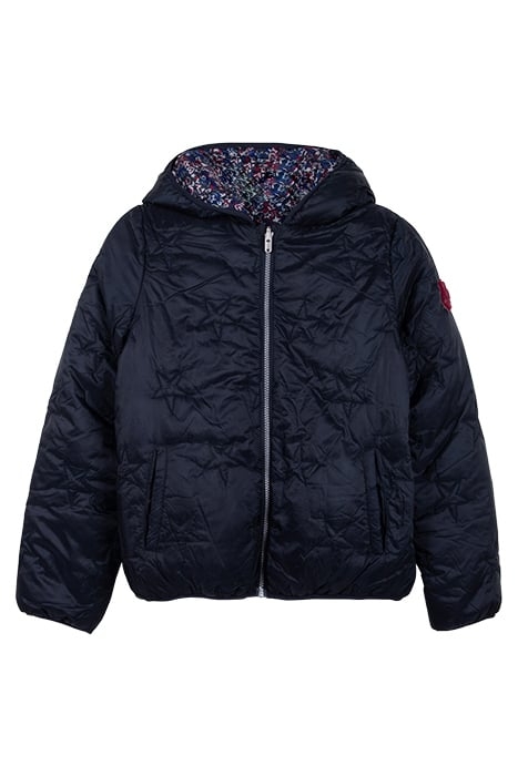 GIRLS' NAVY REVERSIBLE PRINTED/EMBROIDERED PADDED JACKET 1