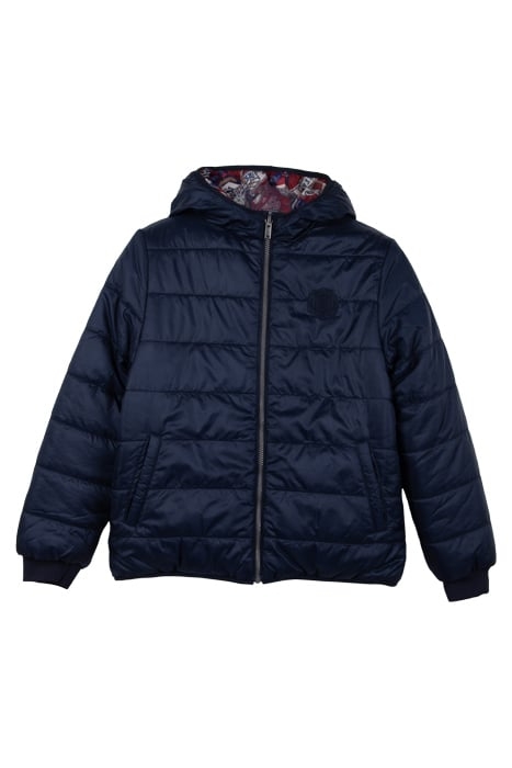 BOYS’ NAVY/BADGE PRINT REVERSIBLE PADDED JACKET 1