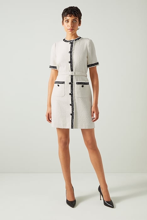 DR CHARLIE TWEED DRESS IVORY 2