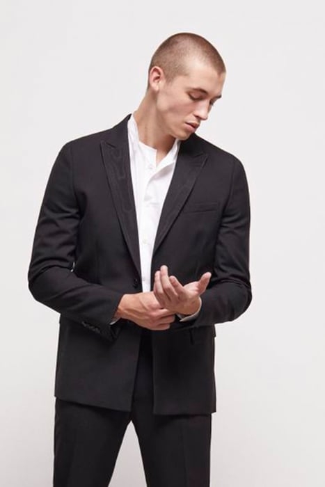 SATIN LAPEL CROSSED JACKET BLACK 5