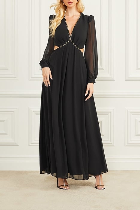 URSULA GOWN SOLID JET BLACK MAXI DRESS 1