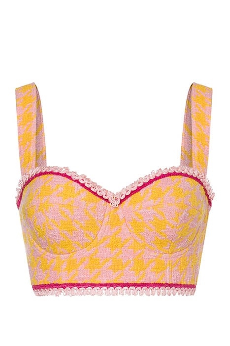 HOUNDSTOOTH COTTON AND NYLON BRALETTE ORANGE 3