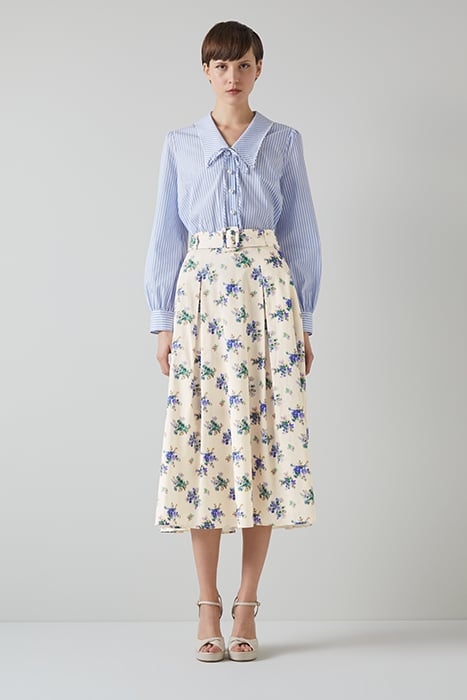 ELODIE BELTED MIDI SKIRT CREAM 1