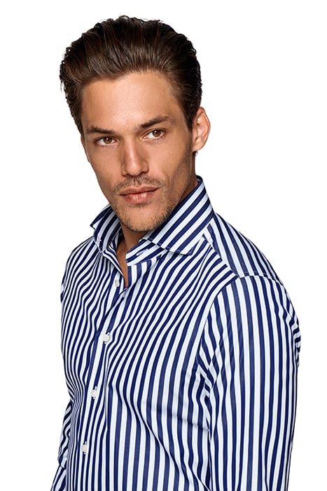 NAVY STRIPED TWILL EXTRA SLIM FIT SHIRT 5