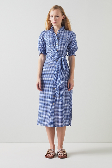 SOLEIL CHECK SHIRT DRESS BLUE/WHITE 1