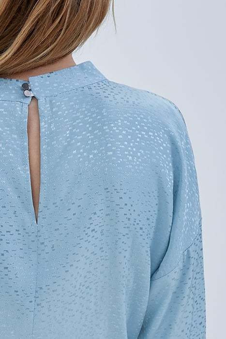 BLUE DECORATIVE JACQUARD BLOUSE WITH GRAPHIC MOTIF BLUE 4