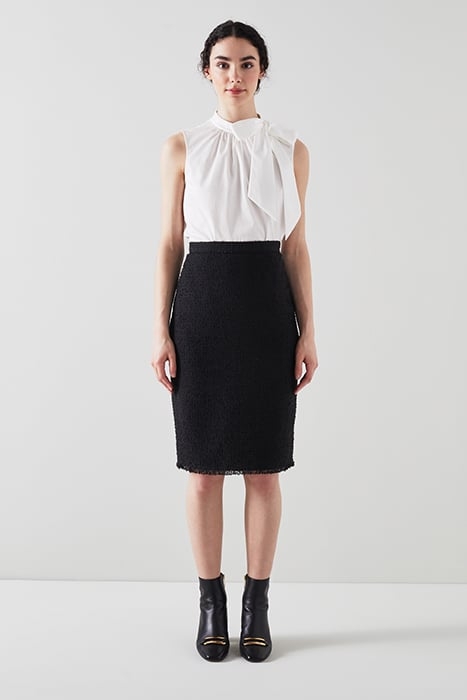 LARA- TWEED MIDI SKIRT BLACK 2