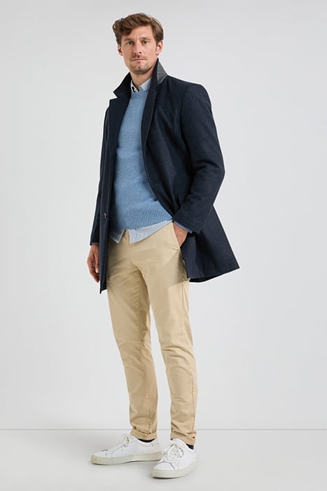 WOOL HERRINGBONE OVER COAT NAVY 2