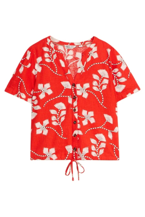 FERNE LINEN BLEND SHIRT RED PRINTED 1
