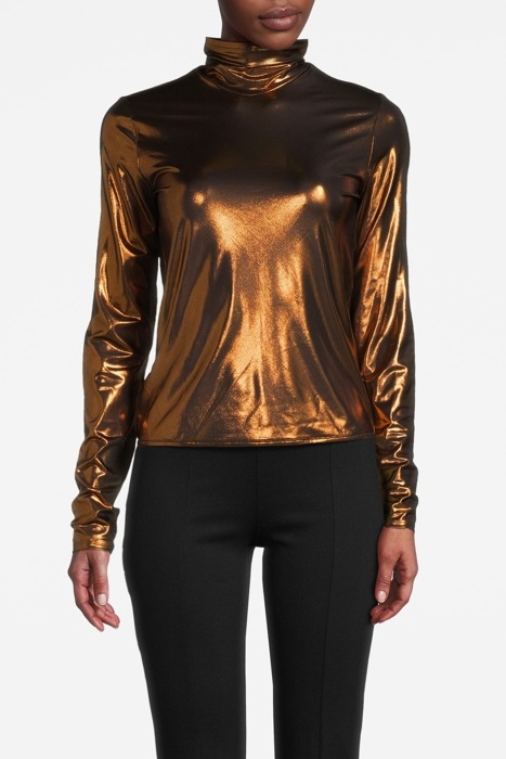CHIC LAMINATED JERSEY TURTLENECK BRONZO 1