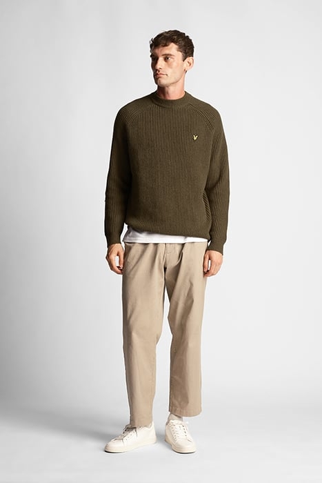 SHAKER STITCH MOCK NECK JUMPER OLIVE 3