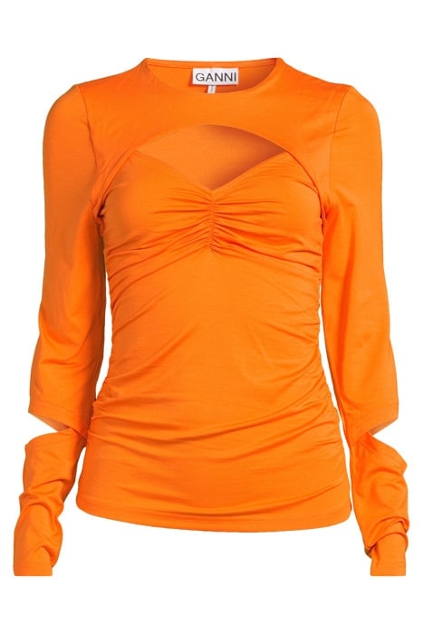 LIGHT STRETCH JERSEY CUTOUT BLOUSE VIBRANT ORANGE 3