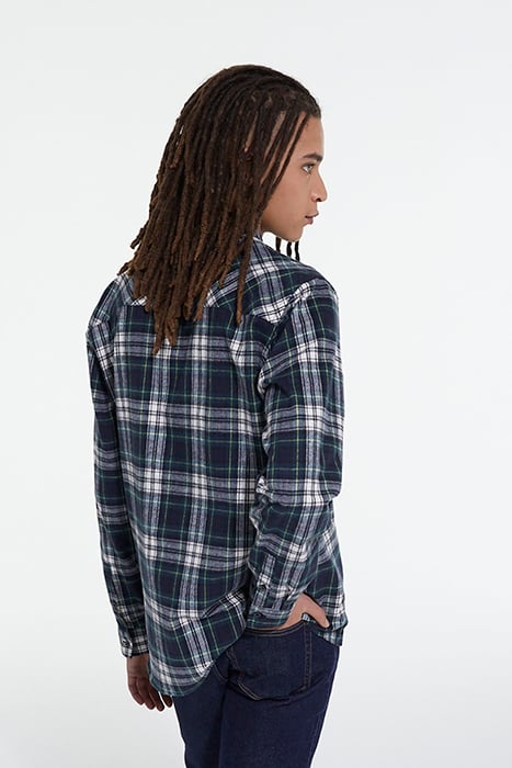 CHEMISE DROITE A CARREAUX POCHES CONTRASTEES BOTTLE GREEN 2