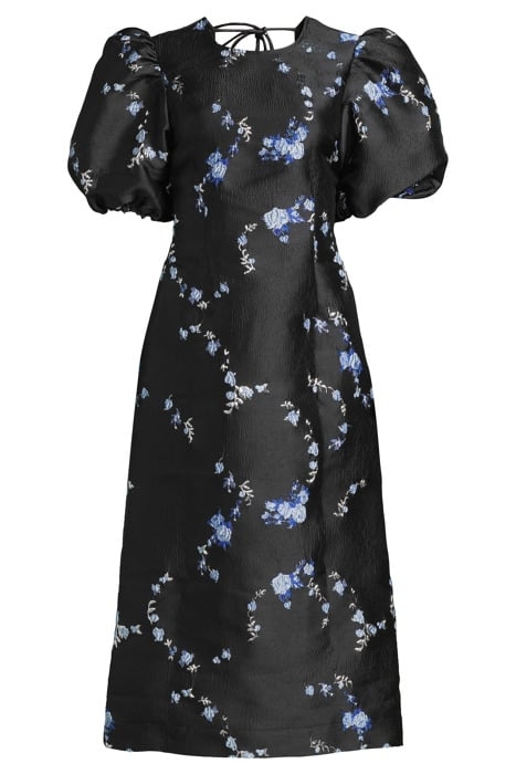 3D JACQUARD OPEN BACK MIDI DRESS BLACK 3