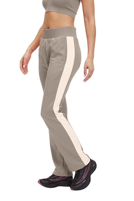 TISENS HIGH WAIST TRACK PANTS MOCHA MERINGUE-SILVER PEONY 1