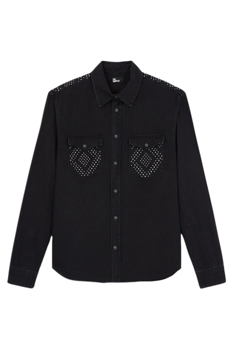 CHEMISE WESTERN BLACK DENIM AVEC STUD BLACK WASHED 1